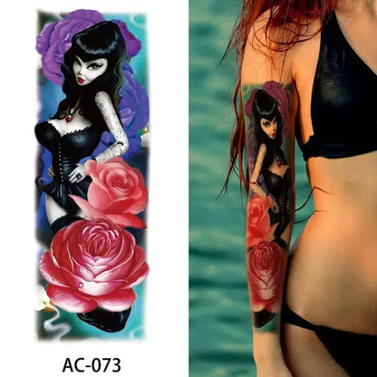 16 Designs Full Arm Temporary Tattoo Sleeves - Waterproof Body Art Stickers for Men & Women Fashion Style