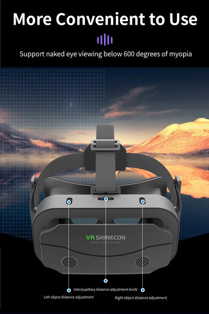 Shinecon 3D VR Headset – Virtual Reality Glasses with Helmet Lenses for Smartphones