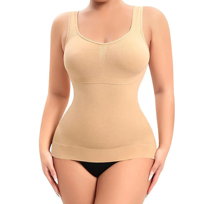 Qtree Women Tummy Control Shapewear – 2-in-1 High Elastic Stretch Vest with Padded Bra, Body Shaper, Slimming Lift Corset