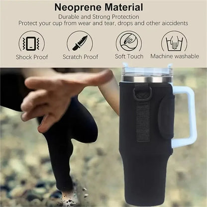 30/40Oz Water Bottle Crossbody Bag — Reusable Cooler Bag with Adjustable Shoulder Strap