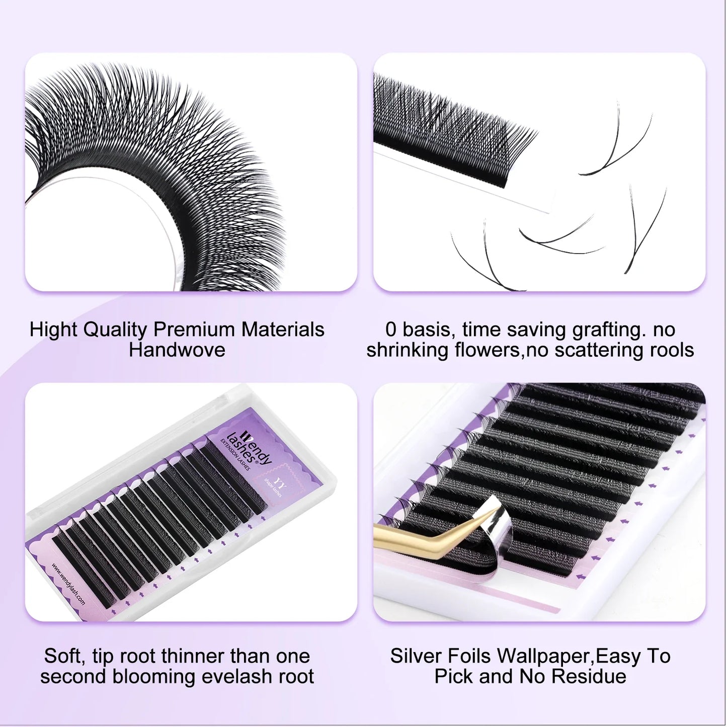 Wendy Lashes YY Shape Eyelash Extensions – Automatic Flowering W-Shape 3D-8D Premade Black Lashes