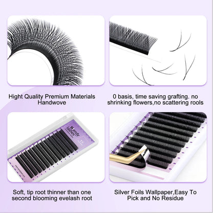 Wendy Lashes YY Shape Eyelash Extensions – Automatic Flowering W-Shape 3D-8D Premade Black Lashes