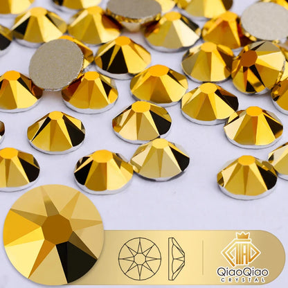 QIAO 2088 Crystal Nail Art Rhinestones — Flat Back Non-Hotfix Strass for DIY Nail Decorations (8 Big + 8 Small)