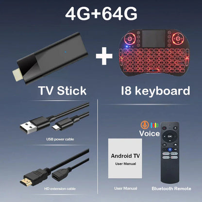 Q12 Mini TV Stick Android 14 – Quad-Core ATV Smart TV Box 4GB RAM 64GB/128GB ROM WiFi 2.4G & 5G Global Streaming