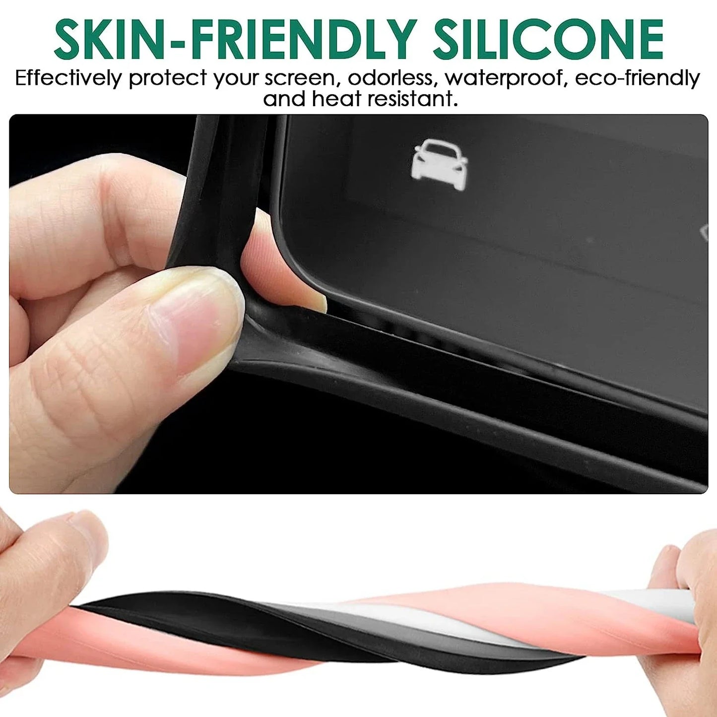 For Tesla Model 3 Y: Highland Screen Protector Silicone Frame - Display Edge Body Cover Central Control Accessories for 2022-2024