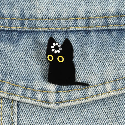 Black Cat Void Loading Enamel Pin - Cute Cartoon Kitten Brooch Animal Jewelry Gift
