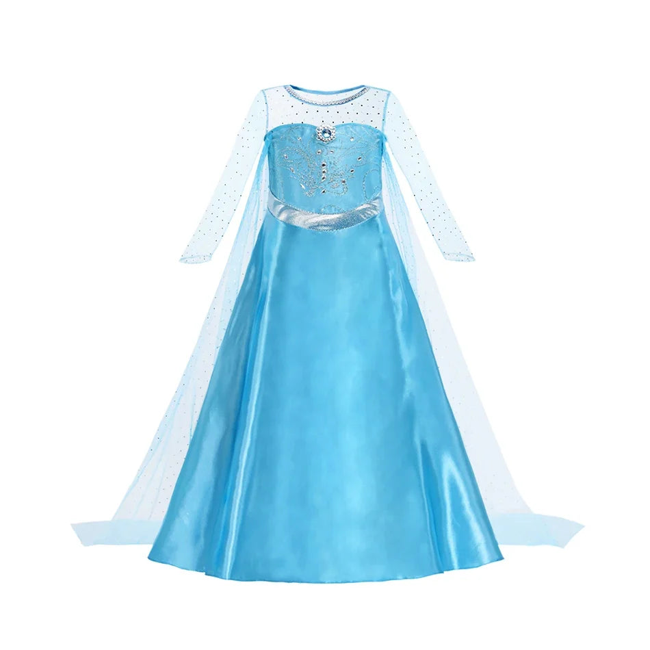 2026 Girls Princess Costume Dress - Elsa, Anna, Snow White, Aurora, Moana, Rapunzel, Mermaid & Belle Carnival Cosplay Party Outfit