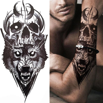 Full Arm Temporary Tattoo Sleeve - Realistic Warrior Lion Tiger Flower & Maori Design Fake Tattoos