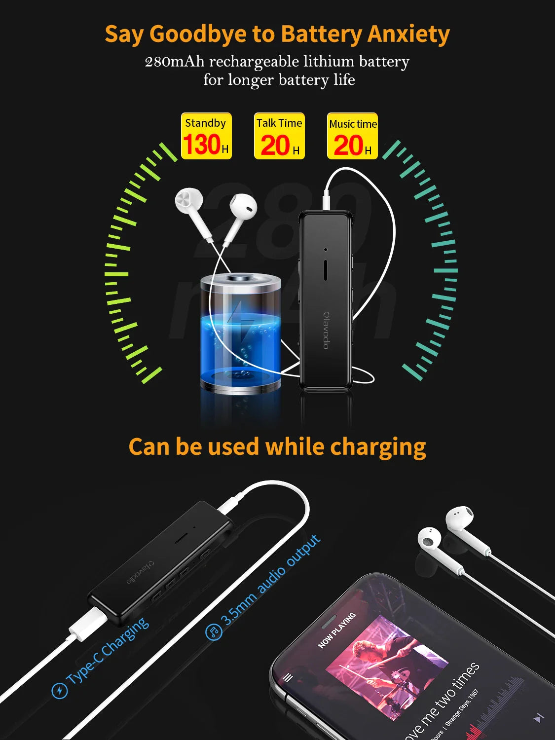 Glazata Bluetooth 5.1 Audio Receiver: Portable Wireless Adapter, 3.5mm AUX APTX APTX-LL Low Latency - Game Music Live Streaming