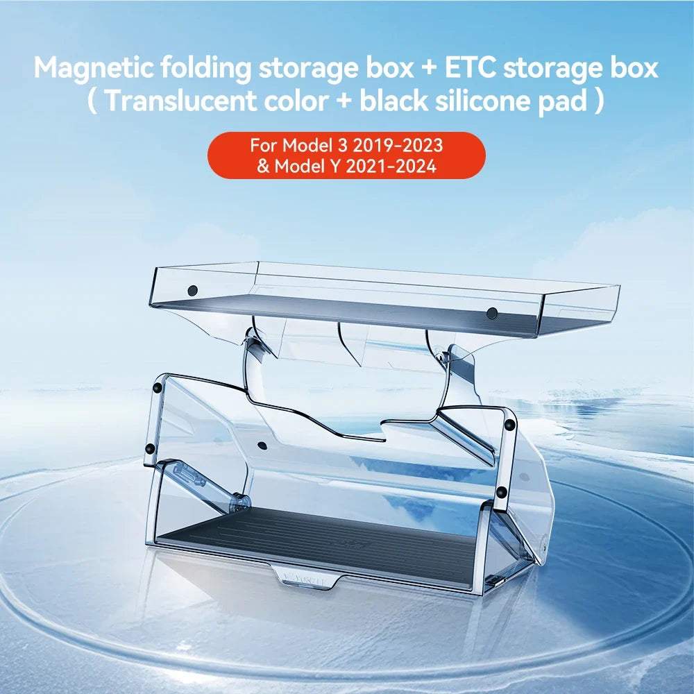 YZ Tesla Model 3/Y Highland Juniper Magnetic Under Screen Storage Box - Hidden Tray Organizer
