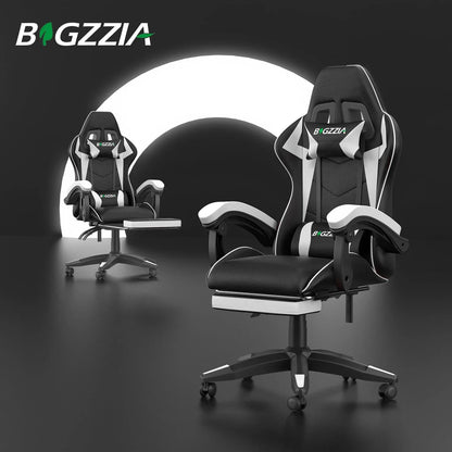 Gaming Chair with Footrest – Ergonomic Gamer Chair with Lumbar Cushion, Headrest, and Height Adjustable for Computer