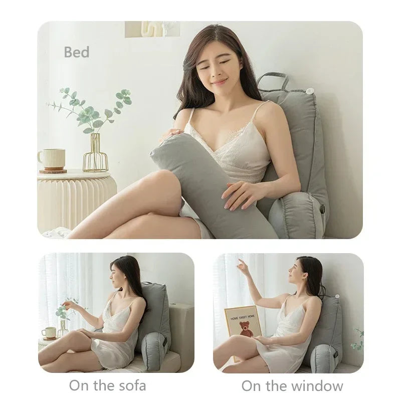 Triangular Headboard Wedge Pillow – Large Reading Backrest Support Cushion for Bed Sleeping & Positioning Comfort Bolster
