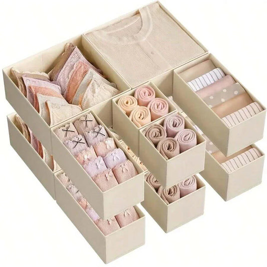 Foldable 6/12PCS Underwear Organizer Set – Hard Storage Boxes for Bras & Socks Drawer & Closet Clothing Organization System