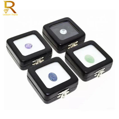 PU Leather Loose Diamond & Gemstone Display Box – Jewelry Storage Organizer Case with Black/White Pad for Beads, Pendants & Stones