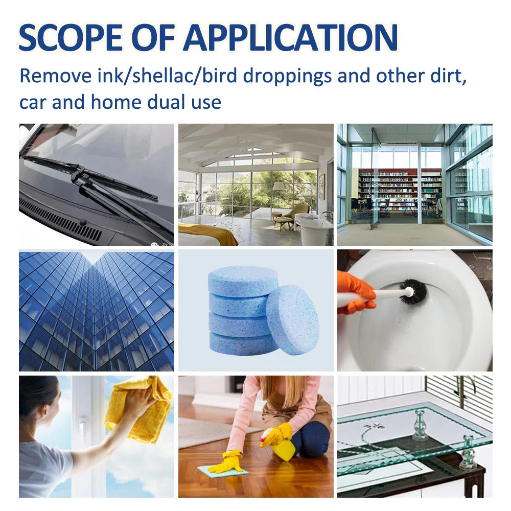 Car Windshield Glass Cleaner Effervescent Tablets: Windscreen Wiper Solid Cleaner - Toilet Cleaning Car Accessories