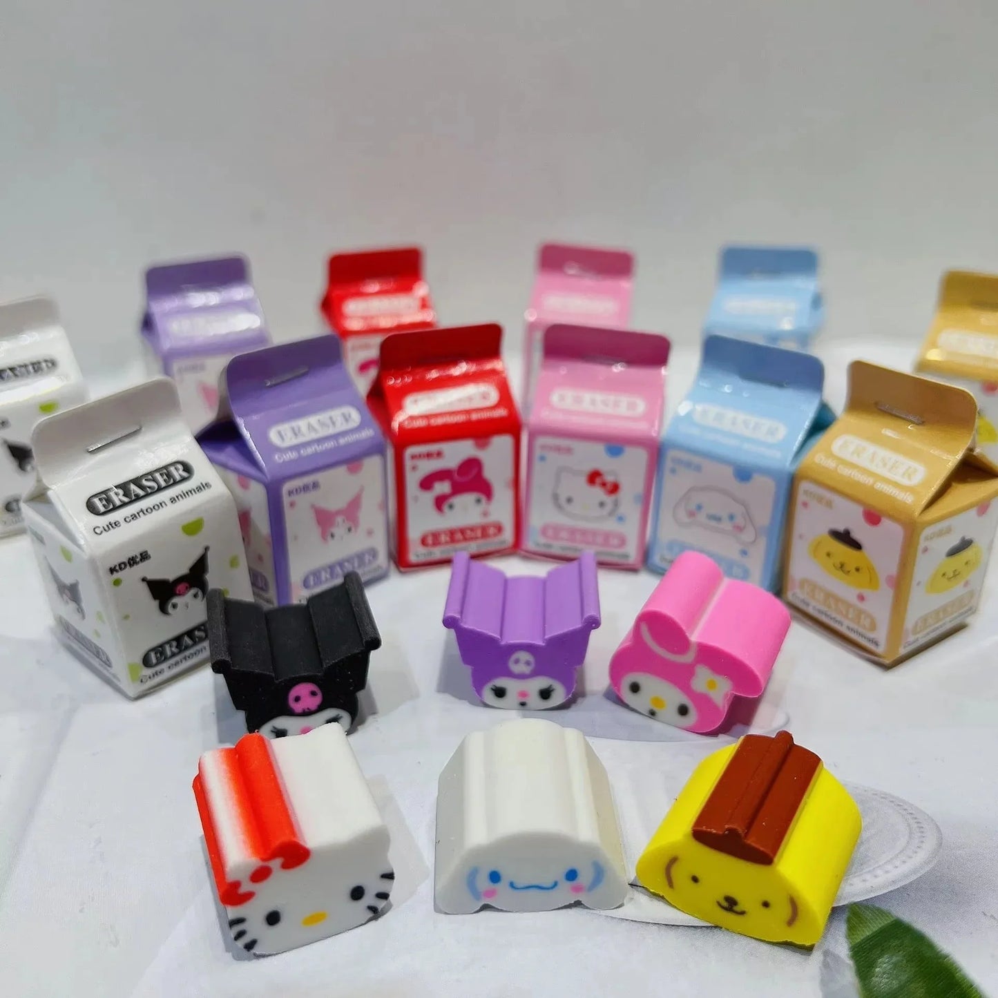 36Pcs Sanrio Anime Eraser Set – Hello Kitty, Kuromi, Cinnamoroll & Melody Cute Pencil Erasers for School Stationery Supplies