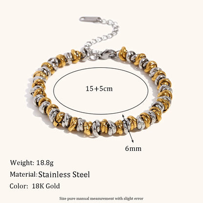 La.Muses Dual Color Circular Bead Necklace — Gold & Silver Stainless Steel Jewelry for Women