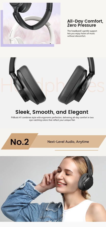 Blackview Fitbuds H1 Hybrid ANC Headphones – Bluetooth 5.4 Over-Ear Wireless Headset with Hi-Res Audio & Mic