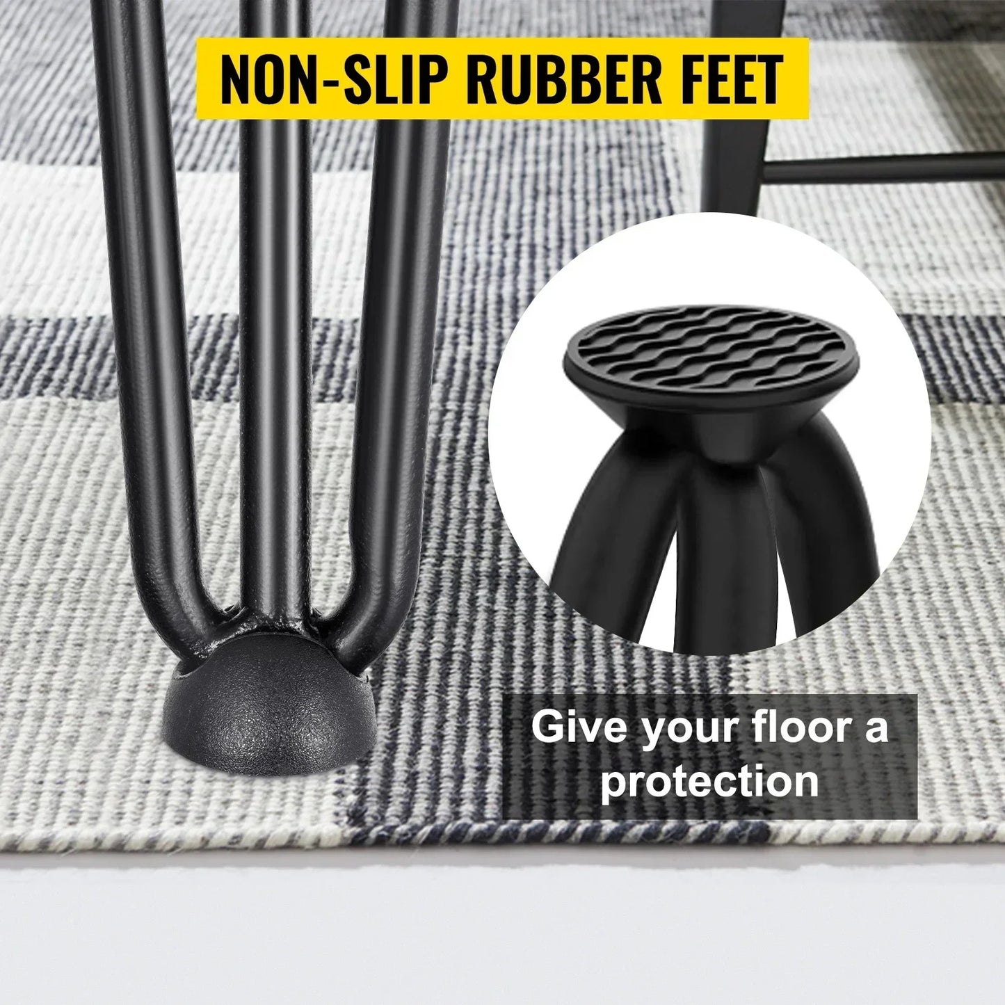VEVOR 4Pcs Metal Hairpin Table Legs – 16-40 Inch, 3-Rod Design for DIY Furniture, Bench, Dining, Coffee Table
