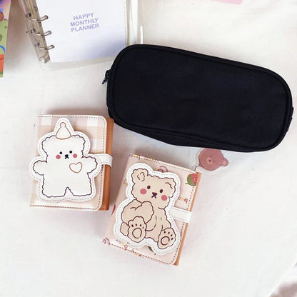 Cute Bear Women’s Wallet — Short Leather Coin Purse, Cartoon Card Holder, Three-Fold Clutch for Students