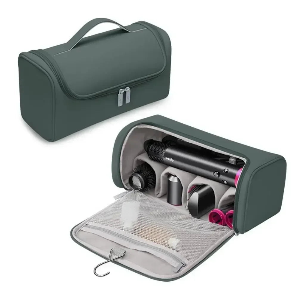 Portable Hair Dryer & Curling Iron Storage Bag – Waterproof, Large Capacity with Hideable Hanging Hook & Non-Slip Pouch