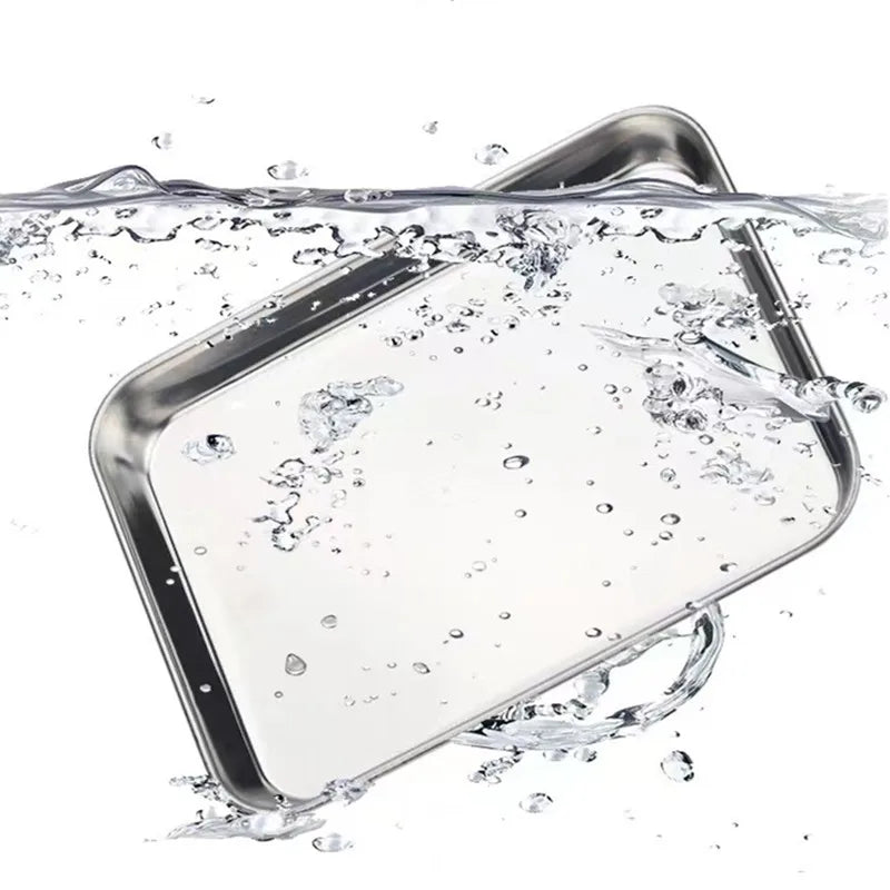 Kitchen Stainless Steel Rectangle Serving Tray – Food Storage Plate for Restaurant & Home