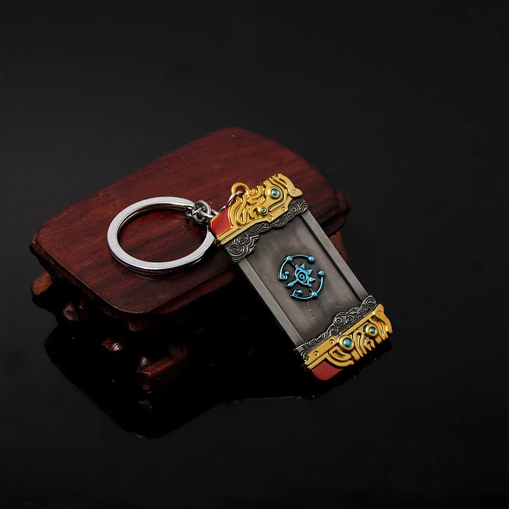 Zelda Tears of the Kingdom Purah Pad Keychain – Master Sword & Hylian Shield Pendant for Fans