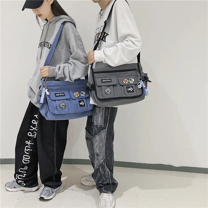 Harajuku Nylon Crossbody Messenger Bag – Unisex School Shoulder Bag for Students & Everyday Use