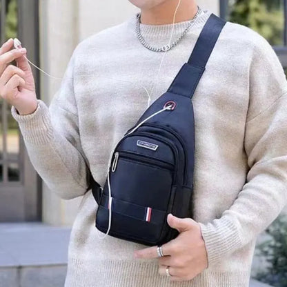 Men's CrossBorder Small Chest Shoulder Bag - Fashionable Polyester Travel Companion for Trendy Outdoor Leisure