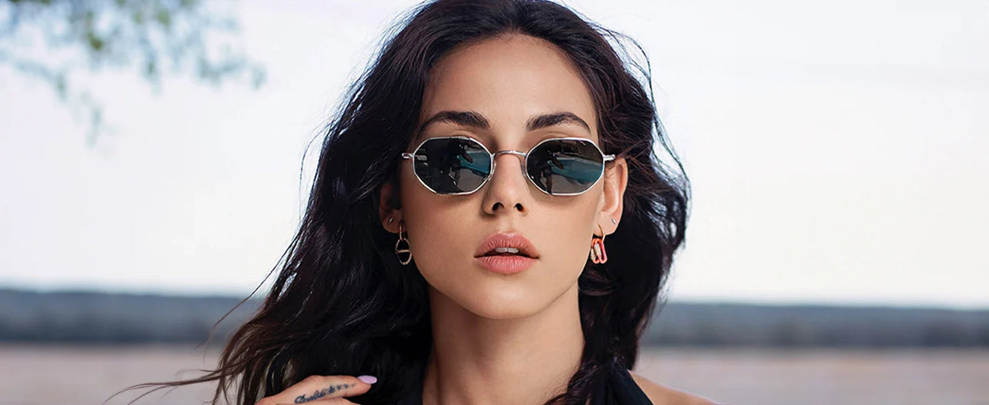 ZENOTTIC Retro Small Polygon Polarized Sunglasses — Metal UV400 Anti-Glare Shades for Men & Women, Driving & Outdoor Eyewear