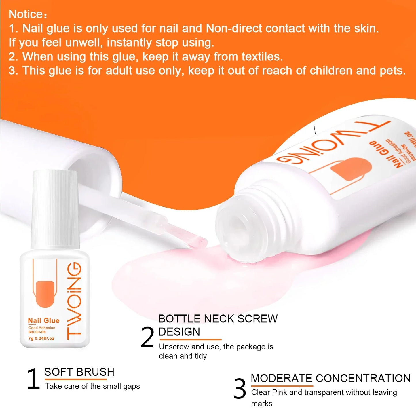 5pcs/2pcs Super Strong Nail Glue – 7g for False Nails, Acrylic, Press-On & Nail Art Decoration, Lasting Adhesion