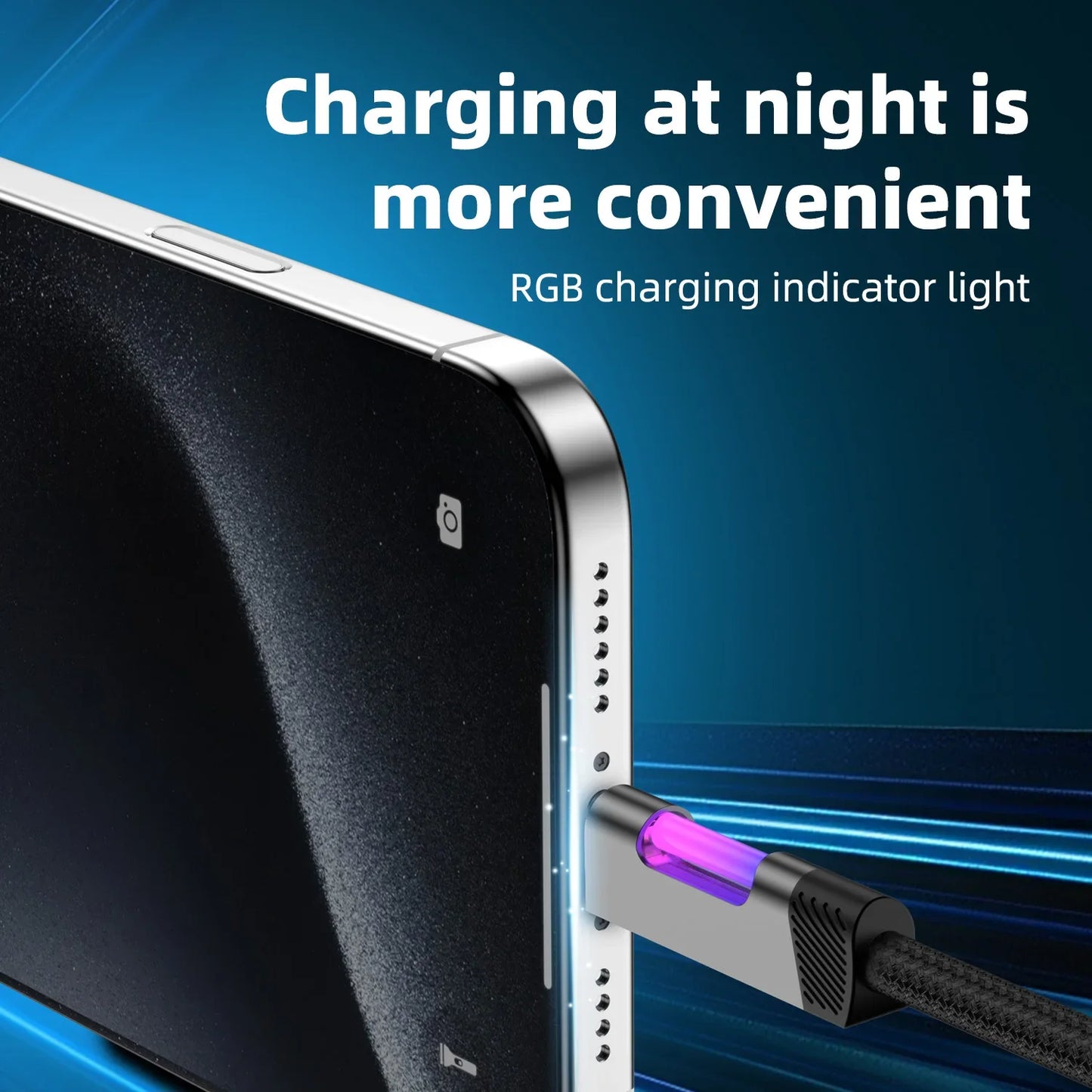 RGB Fast Charging Cable 120W 6A – USB Type-C Charge Cord with Ambient RGB Light