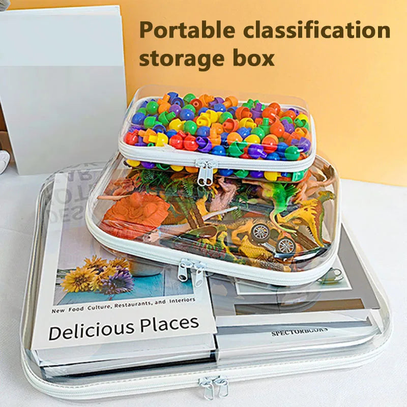 Plastic Zippered Storage Pouch — Stackable Waterproof Hard Case with Clear Shell
