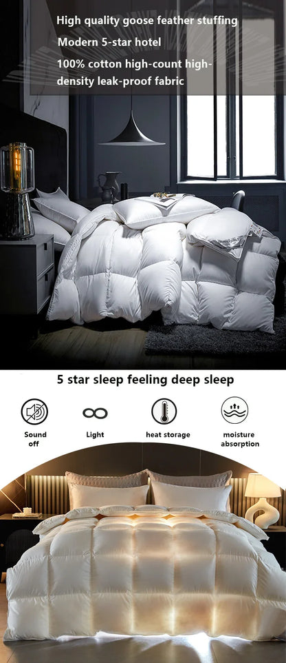 KDJEIKZ Winter Cotton Goose Down Quilt – Five-Star Hotel Duvet, Super Soft & Fluffy for Queen, King & Full Size, All-Season Blanket