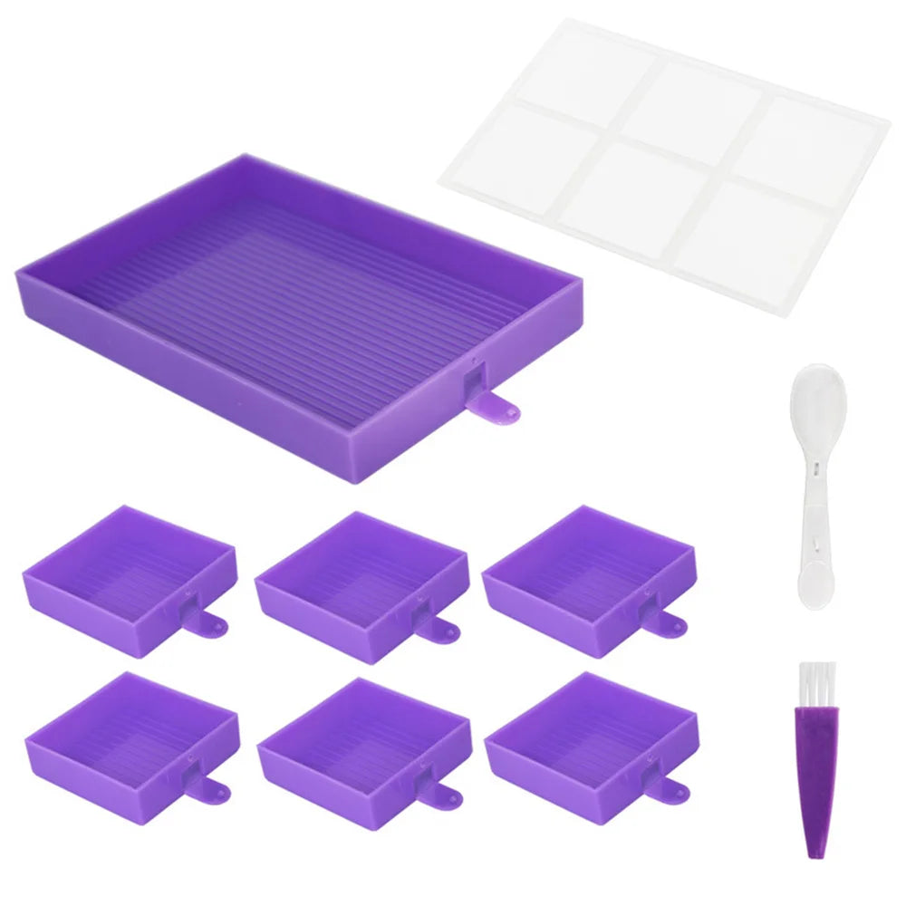 6-Slot Large Diamond Painting Tray with Cover – Storage Organizer for 5D Diamond Painting Tools & Drills