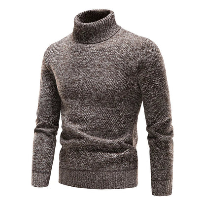 Men's Autumn Winter Fleece Turtleneck Sweater - Thick Warm Slim Fit Elastic Pullover Luxury Casual Top