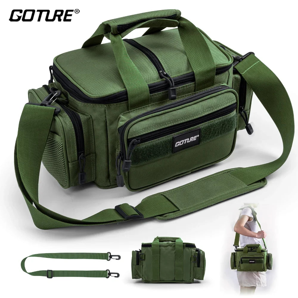 Goture Shoulder Crossbody Fishing Bag - Durable 600D Oxford Fabric, Men High Capacity Storage for Outdoors