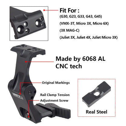 Tactical Unity Fast Mount — 3X/6X Magnifier with QD Lever, 2.26" Optical Height, Compatible with G23/G30/G33/G43/G45 Scope Mounts