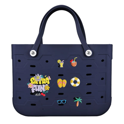 EVA Waterproof Beach Bag – M/L/XL Fashion Rubber Tote for Women, Solid Color Shoulder Bag for Travel, Picnic & Shopping Storage