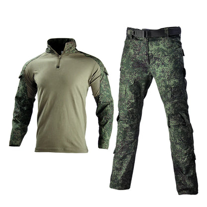 Men’s Camo Tactical Uniform Set | Ripstop Airsoft Suit with Multi-Pocket Pants & Training Shirt for Hunting or Paintball