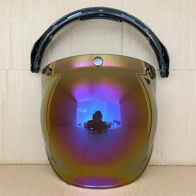 Open Face 3/4 Motorcycle Helmet Visor — Flip-Up Bubble PC Lens Windshield Shield for Casco Moto