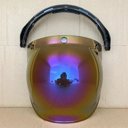 Open Face 3/4 Motorcycle Helmet Visor — Flip-Up Bubble PC Lens Windshield Shield for Casco Moto