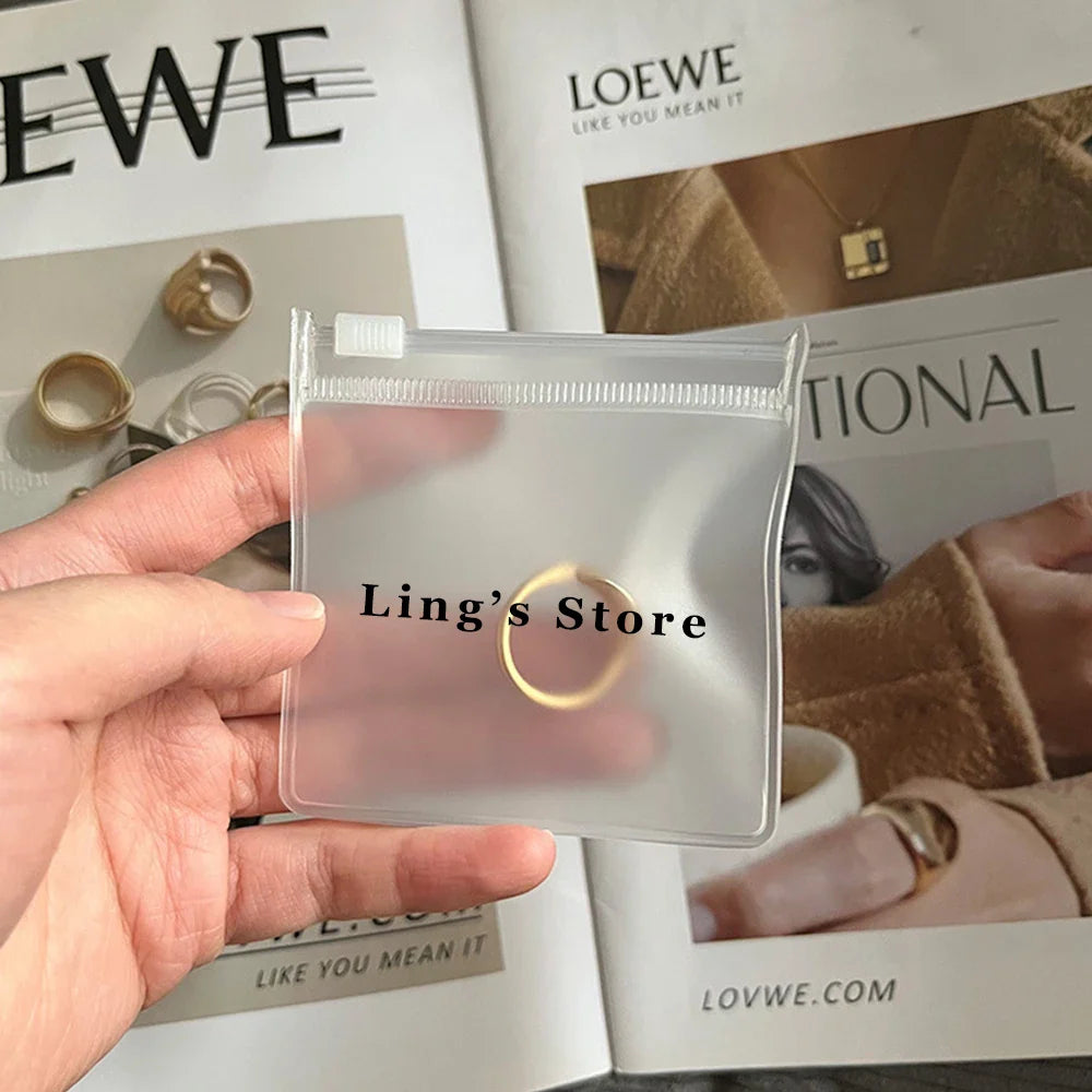 Personalized Transparent EVA Jewelry Zipper Bag – Frosted Plastic Storage Pouch for Ring, Earring, Necklace & Bracelet Packaging