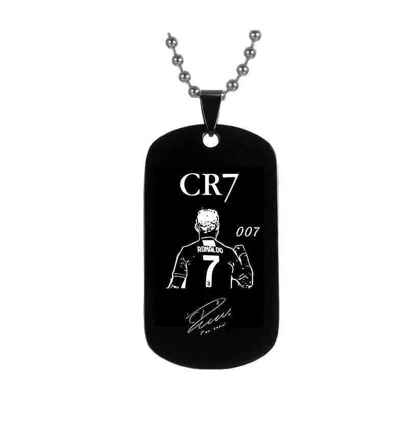 HNSP Stainless Steel Soccer Pendant Necklace – Cristiano Ronaldo & Lionel Messi CR7 Chain for Men
