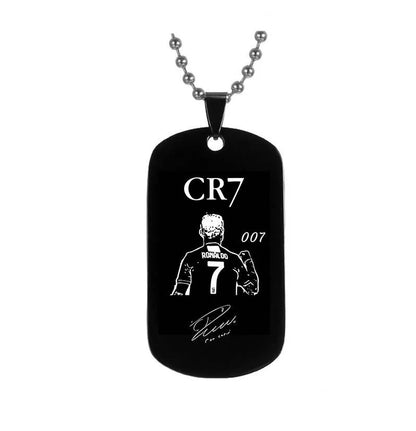 HNSP Stainless Steel Soccer Pendant Necklace – Cristiano Ronaldo & Lionel Messi CR7 Chain for Men