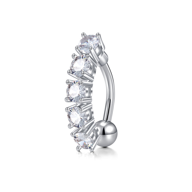 Trendy Women’s Belly Button Ring – Stainless Steel Dangle Navel Piercing with Crystal Flower Punk Jewelry