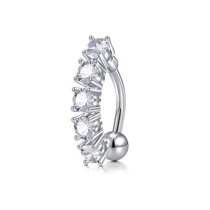 Trendy Women’s Belly Button Ring – Stainless Steel Dangle Navel Piercing with Crystal Flower Punk Jewelry