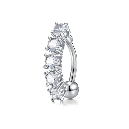 Trendy Women’s Belly Button Ring – Stainless Steel Dangle Navel Piercing with Crystal Flower Punk Jewelry