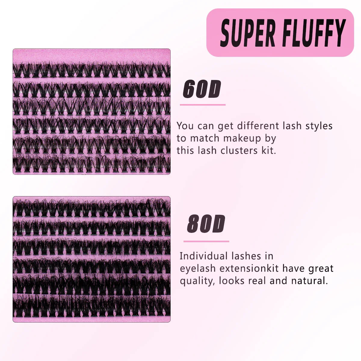 DIY False Eyelashes Cluster Extensions Kit – Natural Individual Lashes with Glue, Remover, Lash Brush & Tweezers
