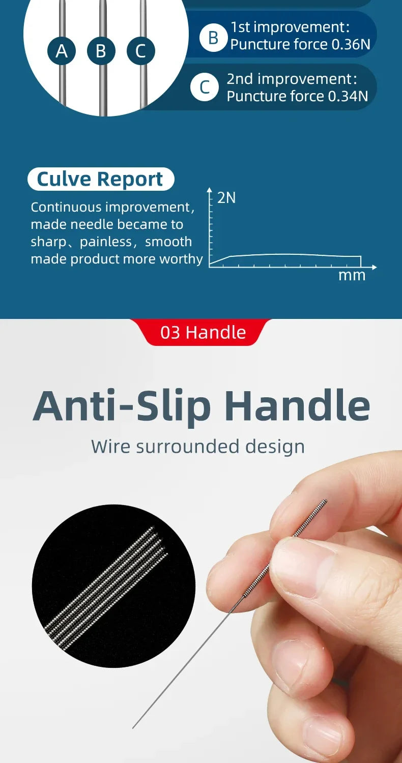 Zhongyan Taihe 500 Acupuncture Needles — Disposable Sterile Needles with Tube for Beauty & Massage